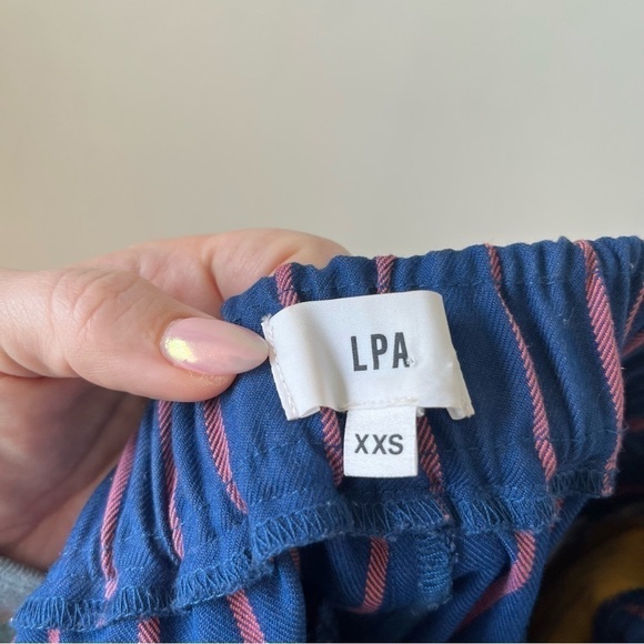 LPA Navy & Coral Striped High Rise Skinny Cuff Snap Pant XXS - Picture 12 of 13